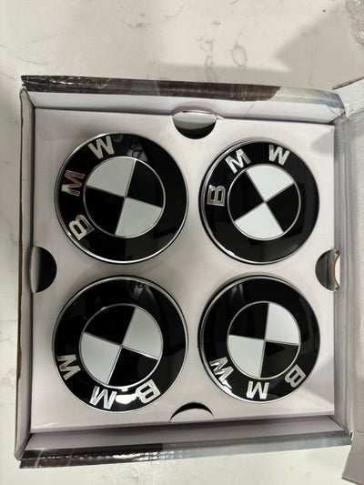 68MM BMW Black and white Floating Center Caps Wheel Hub Emblem 5x120