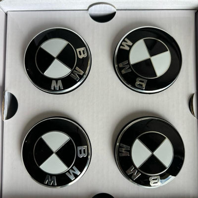 BMW 56MM / 68MM Floating Center Caps Wheel Hub Emblem 5x112 to 5x120 Upgrade Accessories for BMW Vehicles Full Black Polished Look