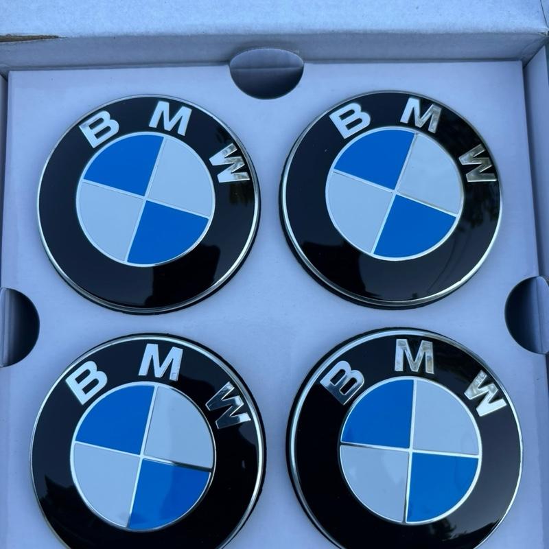 BMW 56MM / 68MM Floating Center Caps Wheel Hub Emblem 5x112 to 5x120 Upgrade Accessories for BMW Vehicles Full Black Polished Look