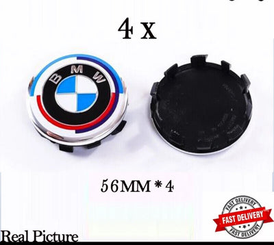 56mm Bmw style center caps 5x112 black Kith Anniversary M performance