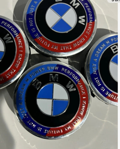 56mm Bmw style center caps 5x112 black Kith Anniversary M performance