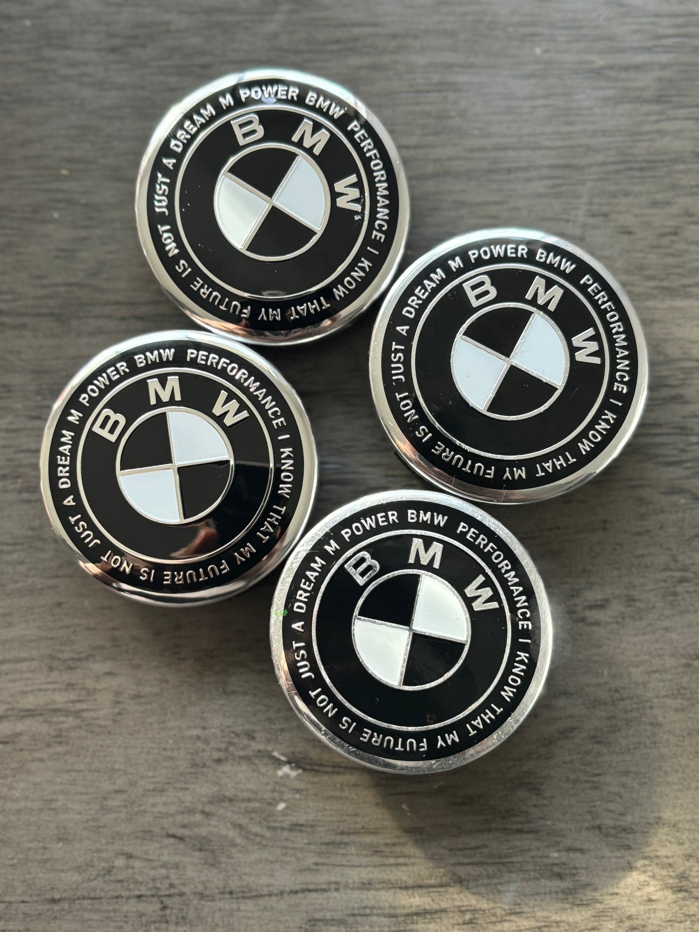 56mm Bmw style center caps 5x112 black & white 50th anniversary M performance