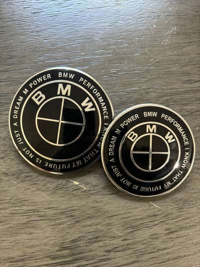 BMW 50th Anniversary Hood & Trunk Emblems Set 74mm & 82mm Options Celebrate 50 Years of Innovation Luxury Car Decals Stylish Car Merch