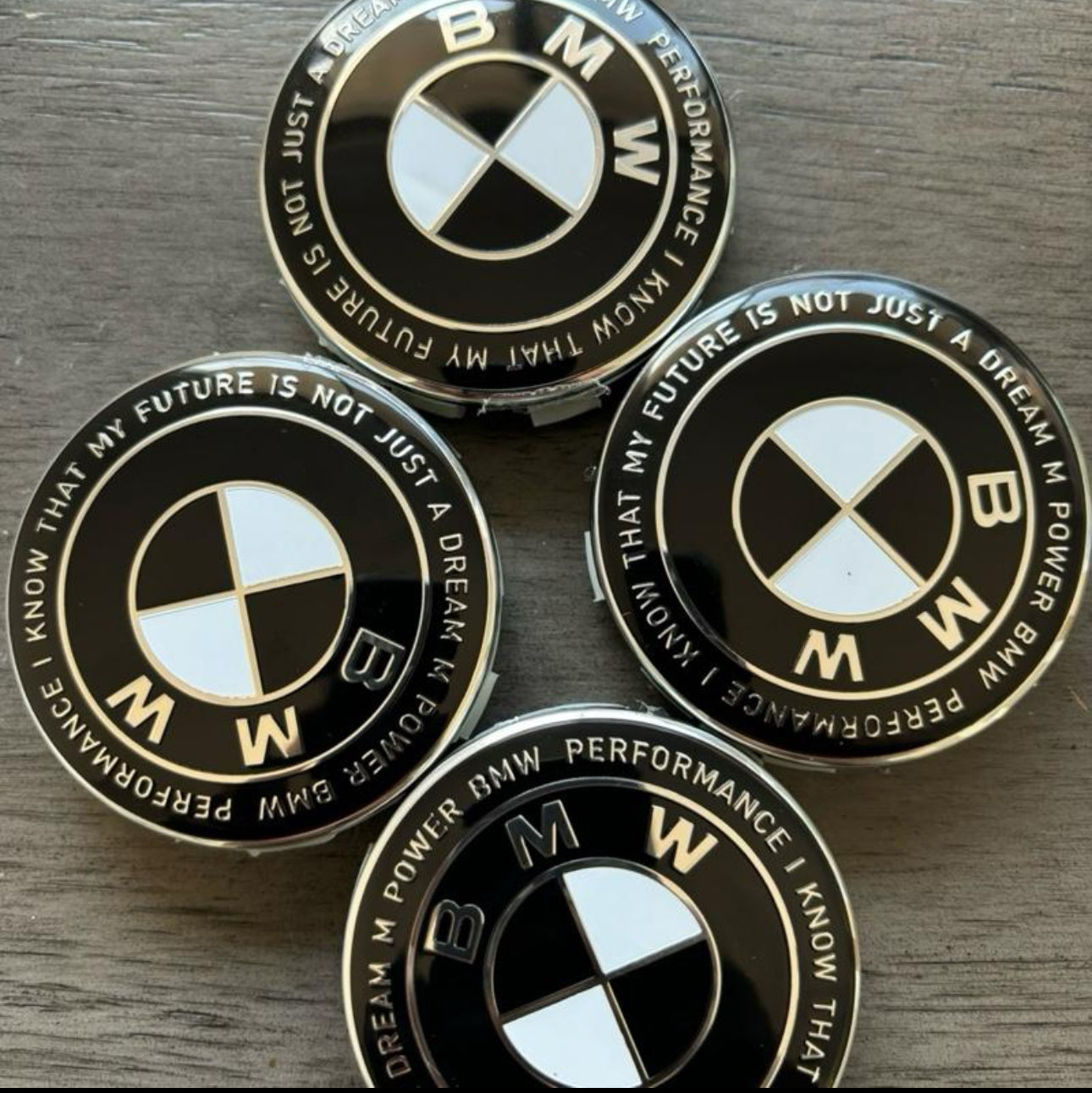 56mm Bmw style center caps 5x112 black Kith Anniversary M performance