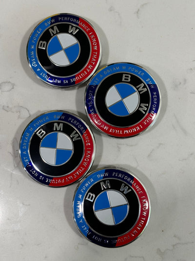 56mm Bmw style center caps 5x112 black Kith Anniversary M performance