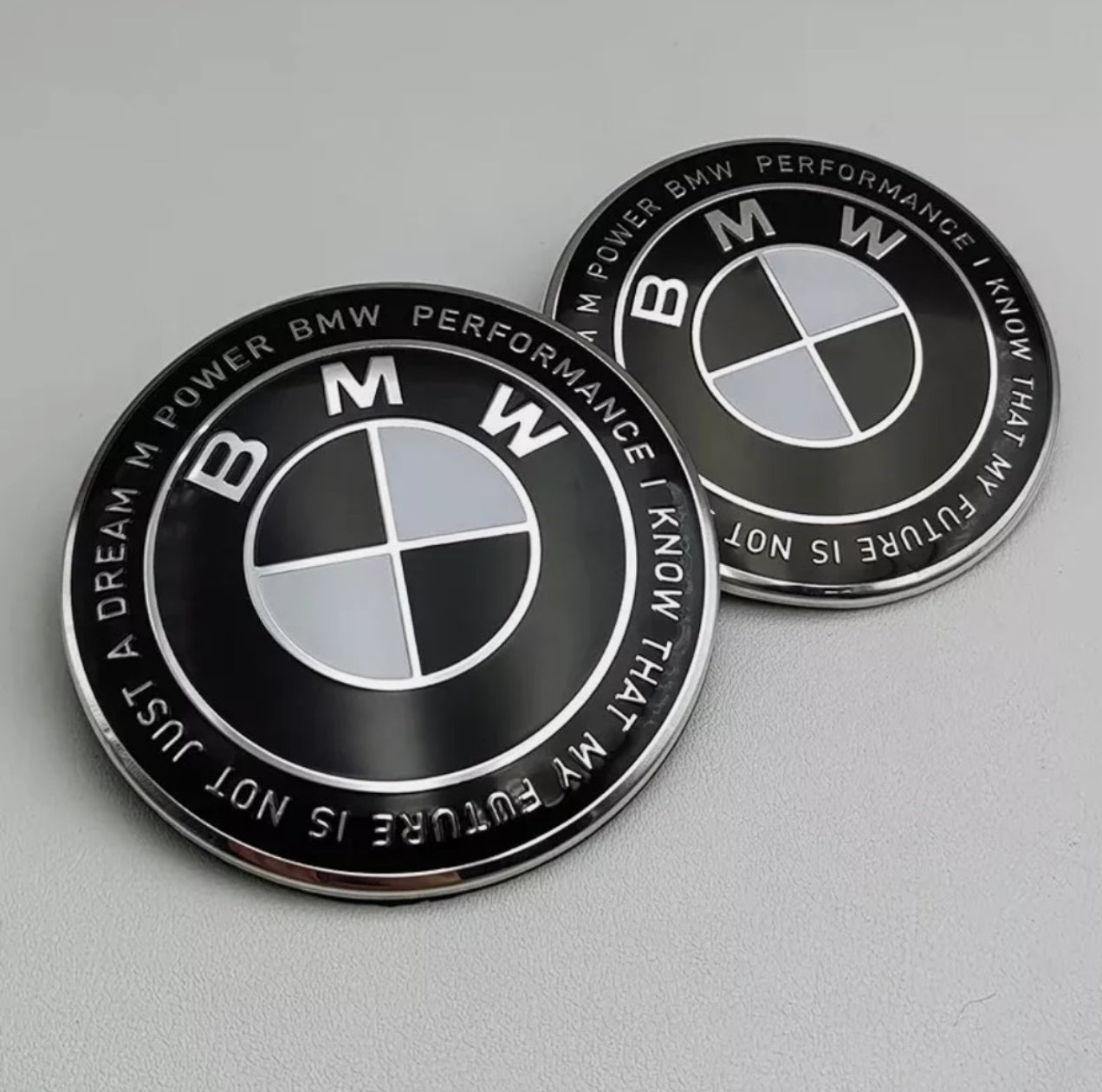 BMW 50th Anniversary Hood & Trunk Emblems Set 74mm & 82mm Options Celebrate 50 Years of Innovation Luxury Car Decals Stylish Car Merch