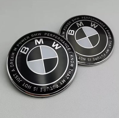 BMW 50th Anniversary Hood & Trunk Emblems Set 74mm & 82mm Options Celebrate 50 Years of Innovation Luxury Car Decals Stylish Car Merch
