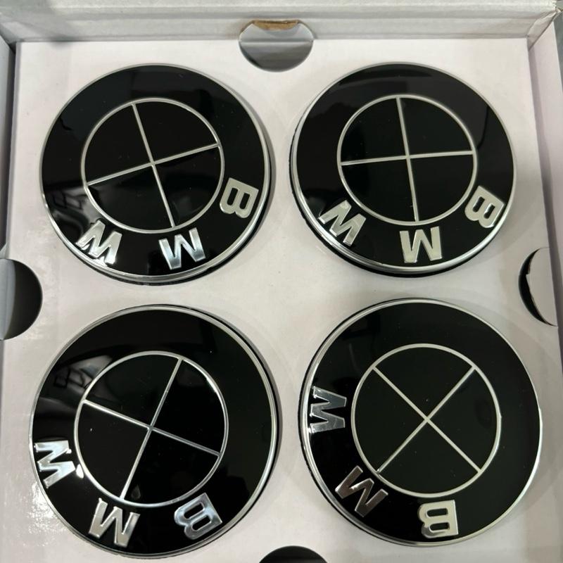 BMW 56MM / 68MM Floating Center Caps Wheel Hub Emblem 5x112 to 5x120 Upgrade Accessories for BMW Vehicles Full Black Polished Look