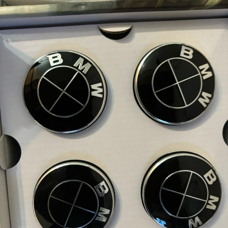 BMW 56MM / 68MM Floating Center Caps Wheel Hub Emblem 5x112 to 5x120 Upgrade Accessories for BMW Vehicles Full Black Polished Look