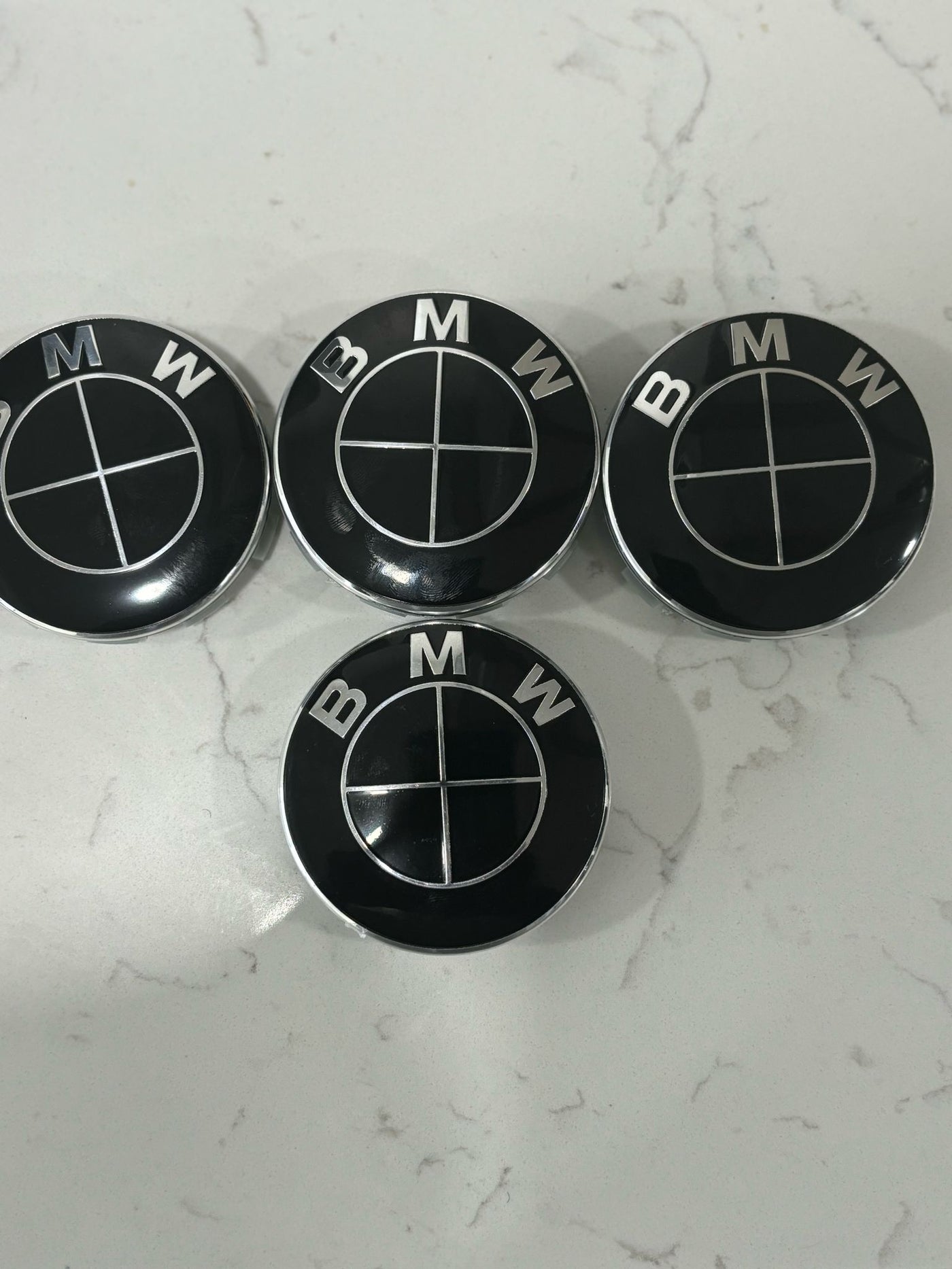 Black on black bmw wheel rim hub center caps heritage 68mm 5x120