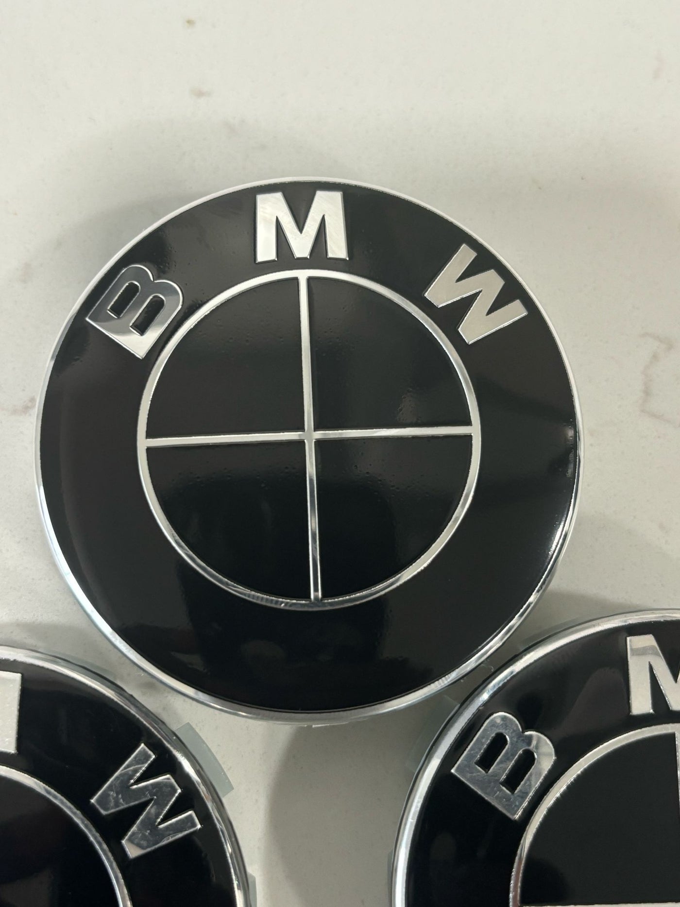 Black on black bmw wheel rim hub center caps heritage 68mm 5x120